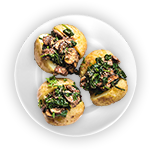 Jacket Potato With Ham, Bacon, Pineapple. Cheddar Cheese & Coleslaw 